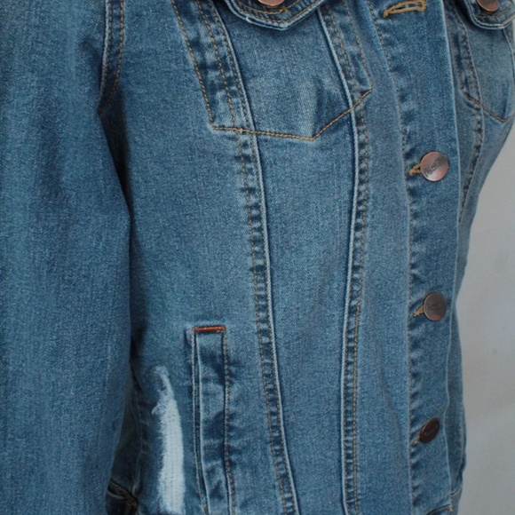 2000's NWT Nanette Lepore Distressed Jean Jacket - Picture 3 of 5